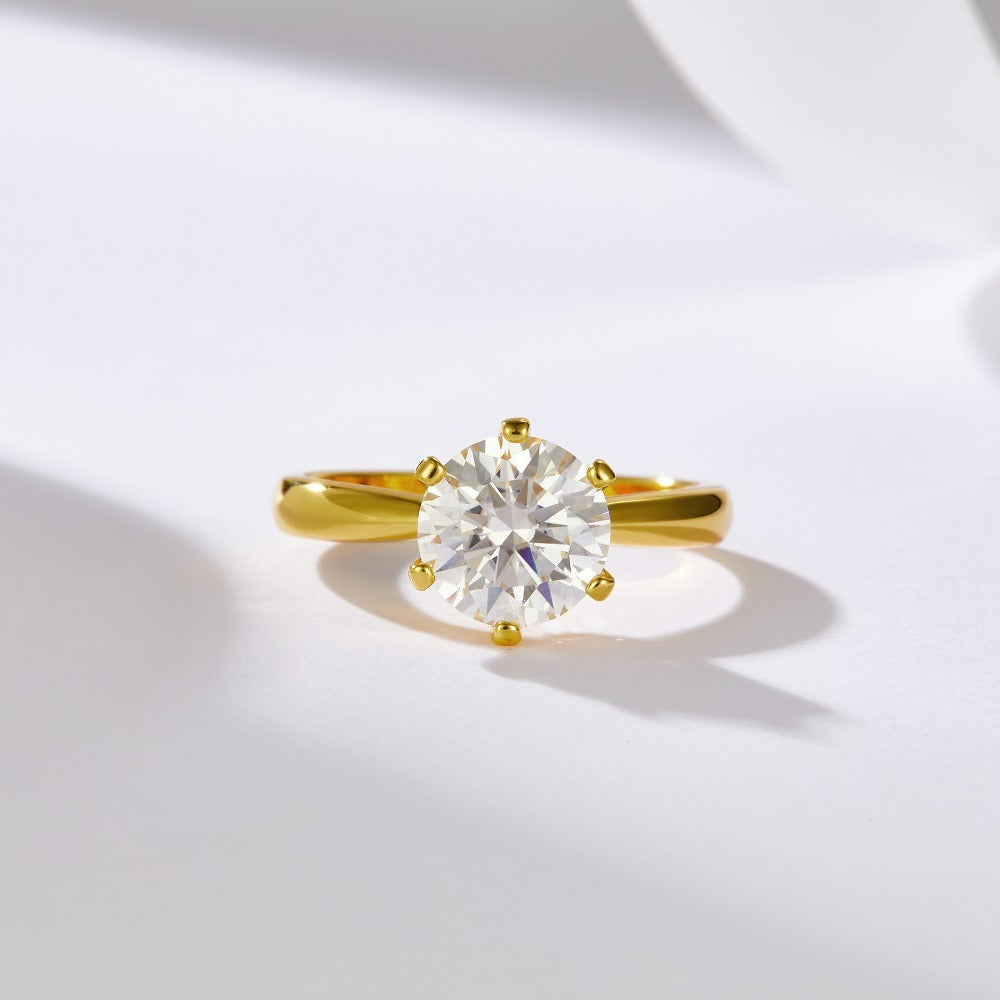 S925 Silver Six-Claw Ring for Women Light Luxury Moissanite Ring