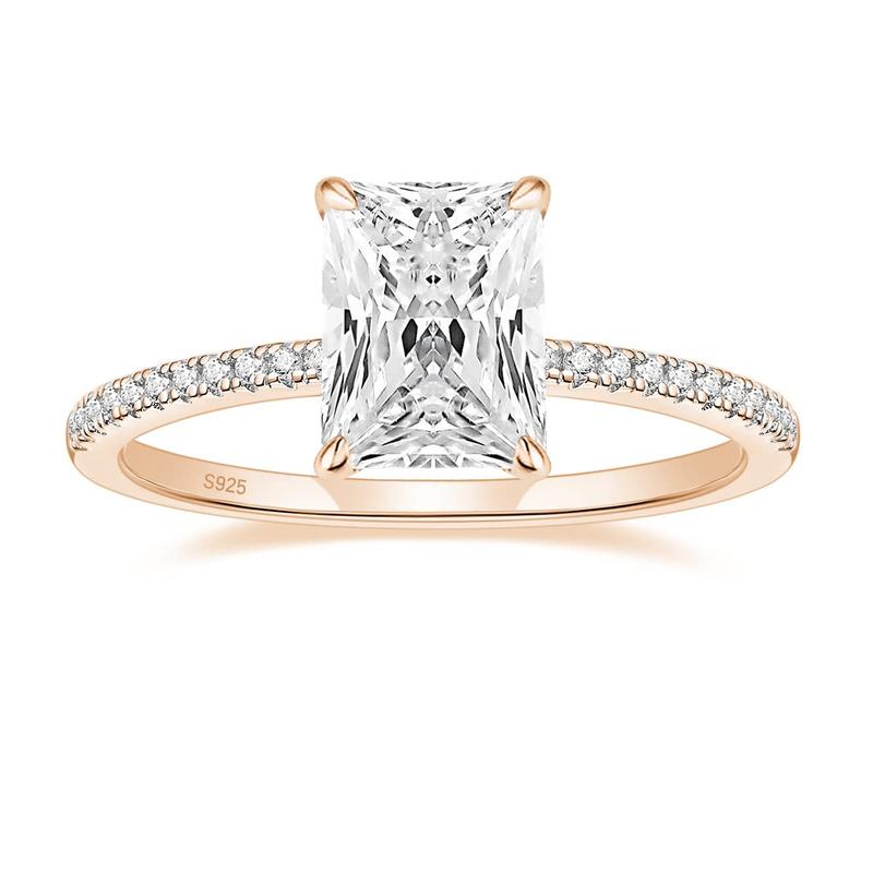 3CT Radiant Cut Wedding Promise Rings for Women