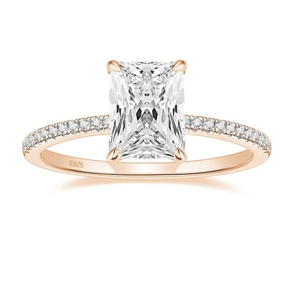 3CT Radiant Cut Wedding Promise Rings for Women