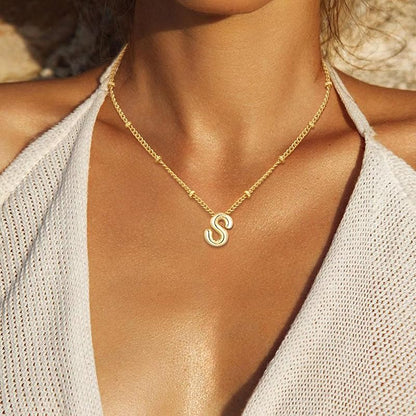 Christmas gifts&specials 18k Bubble Letter Necklace Gold for Women, Rhinestone Bubble Balloon Initial Necklace for Her, Charm Puff Letter Name Pendant Chunky Alphabet necklace