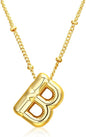 Christmas gifts&specials 18k Bubble Letter Necklace Gold for Women, Rhinestone Bubble Balloon Initial Necklace for Her, Charm Puff Letter Name Pendant Chunky Alphabet necklace