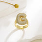 Bubble cute plump letter ring, elegant girl's first choice, fluffy name personalized fashion accessories, daily wear for parties and beaches, beautiful birthday Present, inlaid zircon sparkling girlfriend  Present Hypoallergenic Moissanite Bubble Letter