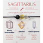 Zodiac Bead Bracelets - 3 Polished Birthstone Crystal Beaded Bracelets - Made of Real & Natural Gemstones, Adjustable 3-9.7” Black Rope - Jewelry for Men, Women, Teens, Kids - 8mm Beads
