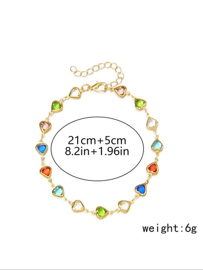 Fashion Heart Decor Anklet for Women, Foot Jewelry for Summer Beach, Zinc Alloy Body Jewelry for Girls Teenagers