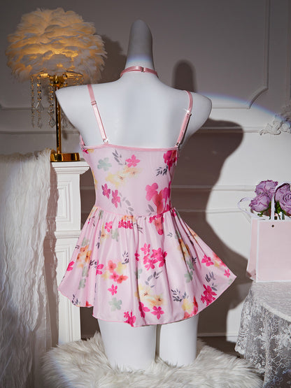 Sexy lingerie lace perspective temptation hollow floral skirt Valentine's Day uniform suit