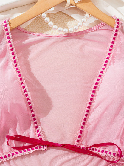 Sexy lingerie perspective seduction passion uniform top short skirt thong three-set room