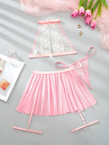 Sexy Temptation Set with Lace Bra, Skirt, and Thong Best Seller