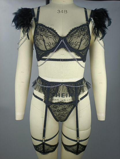 2025 New Arrival Lace Hollow-out Temptation Set for Plus Size Women