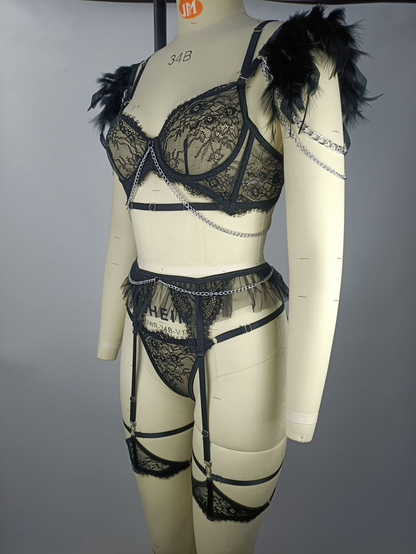 2025 New Arrival Lace Hollow-out Temptation Set for Plus Size Women