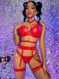 Plus Size PU Strap and Chain Temptation Uniform Set for Women