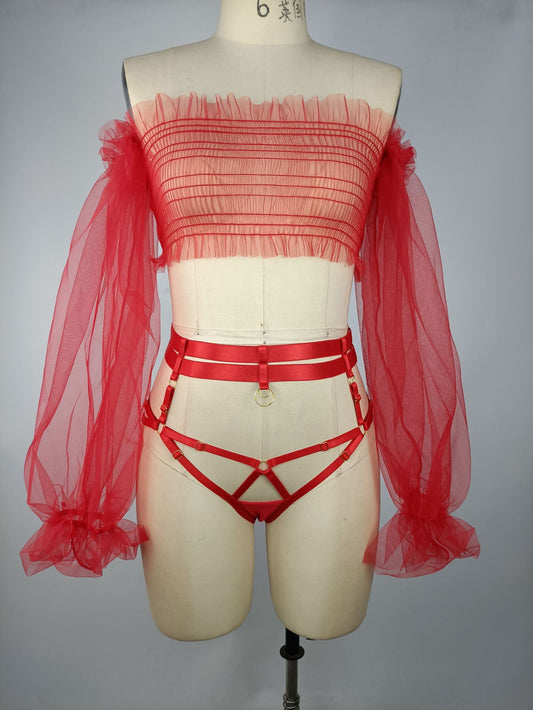 Sexy Temptation Set with Lace Net and Uniform Style
