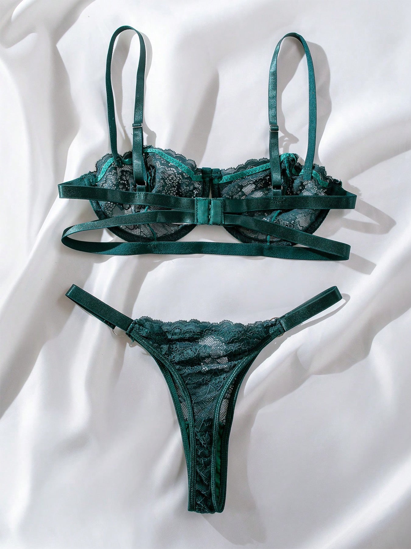 Sexy Temptation Bra and Thong Set with Lace See-Through