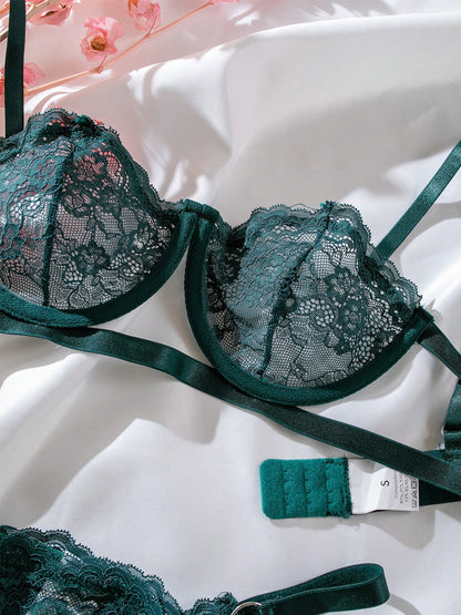 Sexy Temptation Bra and Thong Set with Lace See-Through