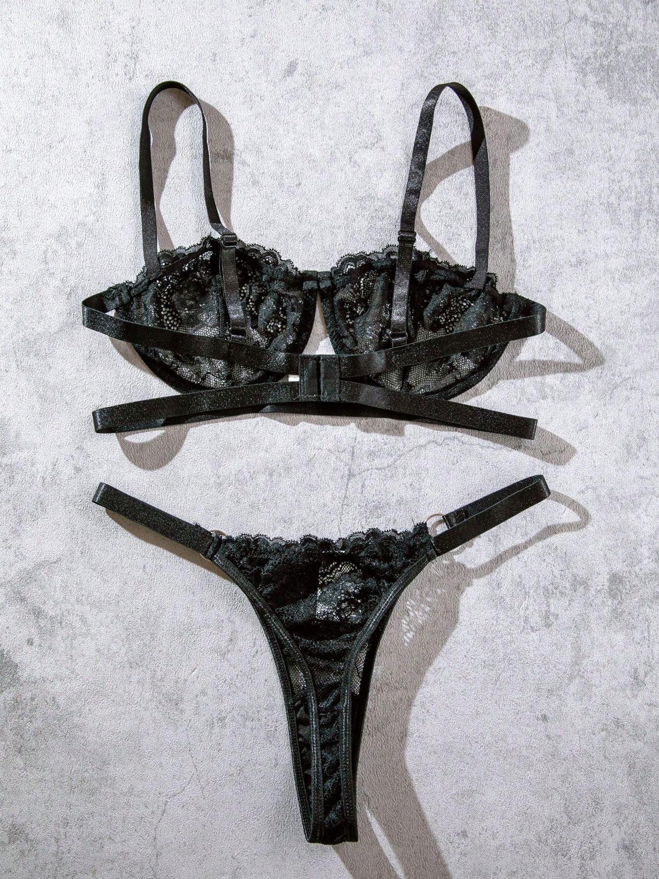 Sexy Temptation Bra and Thong Set with Lace See-Through