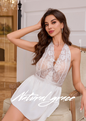 Summer Women's Erotic Pajamas Halter, Open - Back, Lace Sling Sexy Short Nightdress Gift for Her, Trendy Festival Item