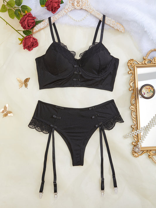 Sexy Lace and See-Through Bra and Thong Set |   2-Piece Lingerie Set for Women
