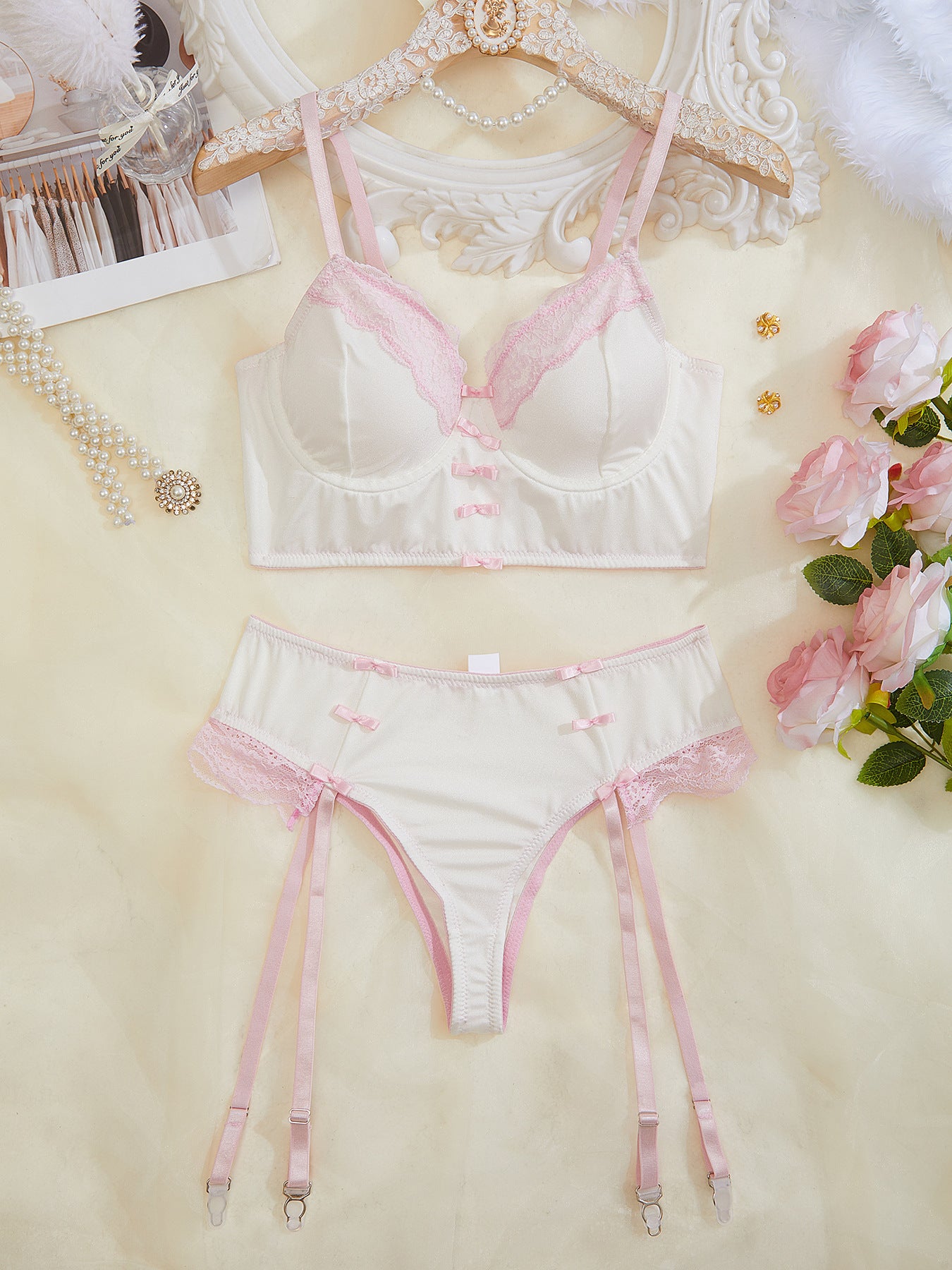 Sexy Lace and See-Through Bra and Thong Set |   2-Piece Lingerie Set for Women