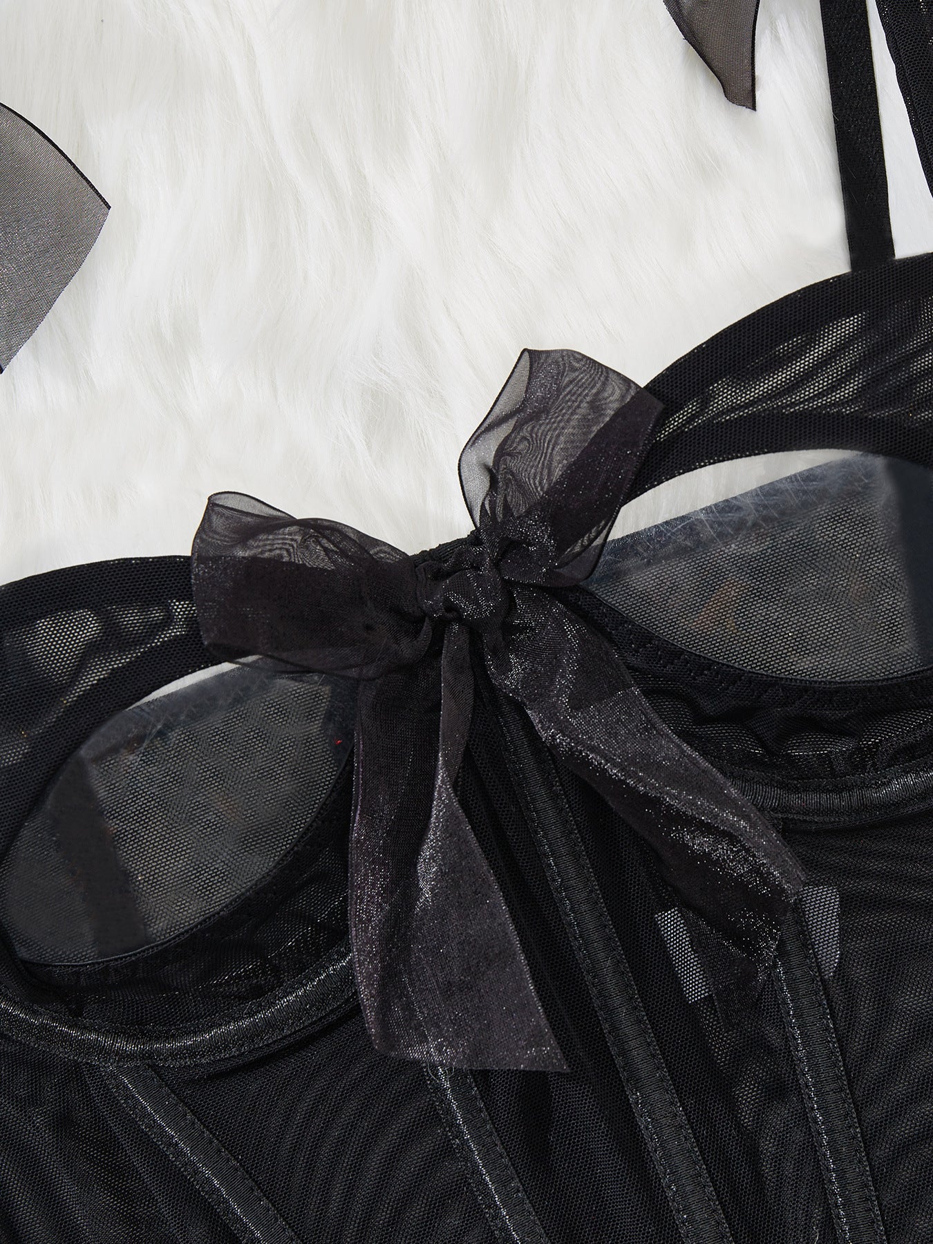 Sexy Lace and See-Through Bustier and Thong Set | 2-Piece Lingerie Set for Women