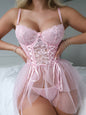 Sexy Lace and See-Through Nightgown and Thong Set |   2-Piece Lingerie Set for Women