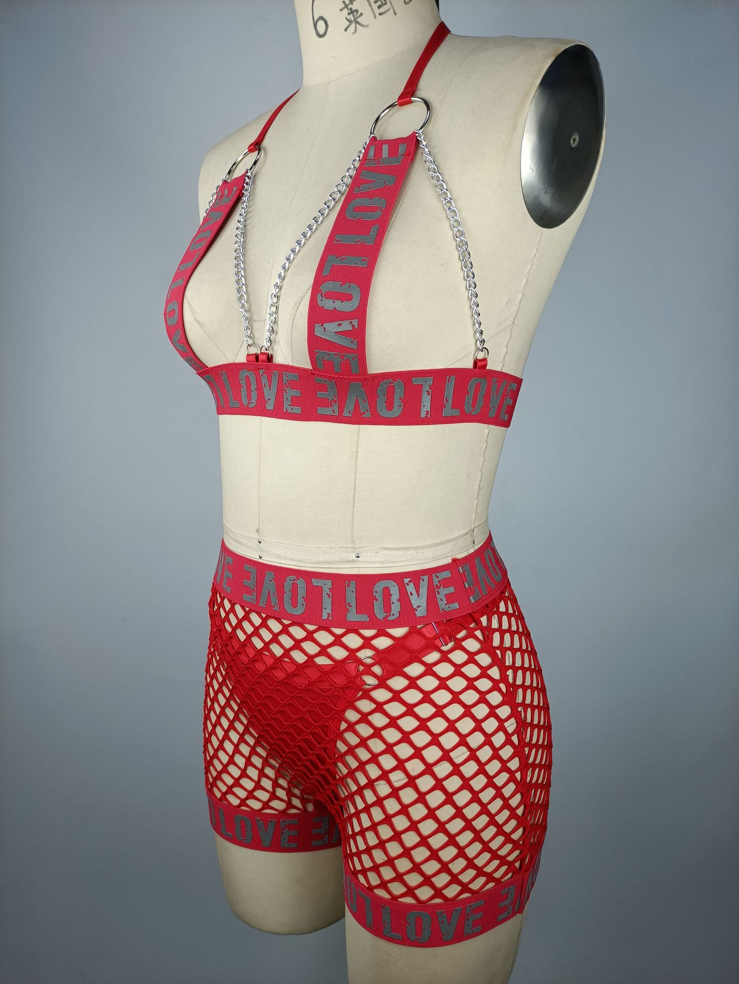 New Arrival! Sexy Fishnet Lingerie Set with See-Through and Letter Print Uniform for Women