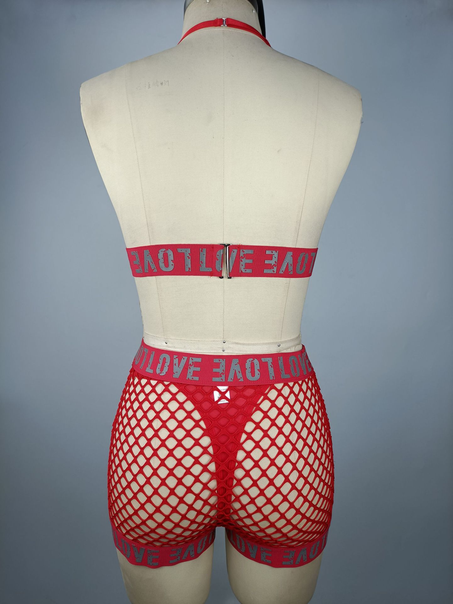 New Arrival! Sexy Fishnet Lingerie Set with See-Through and Letter Print Uniform for Women