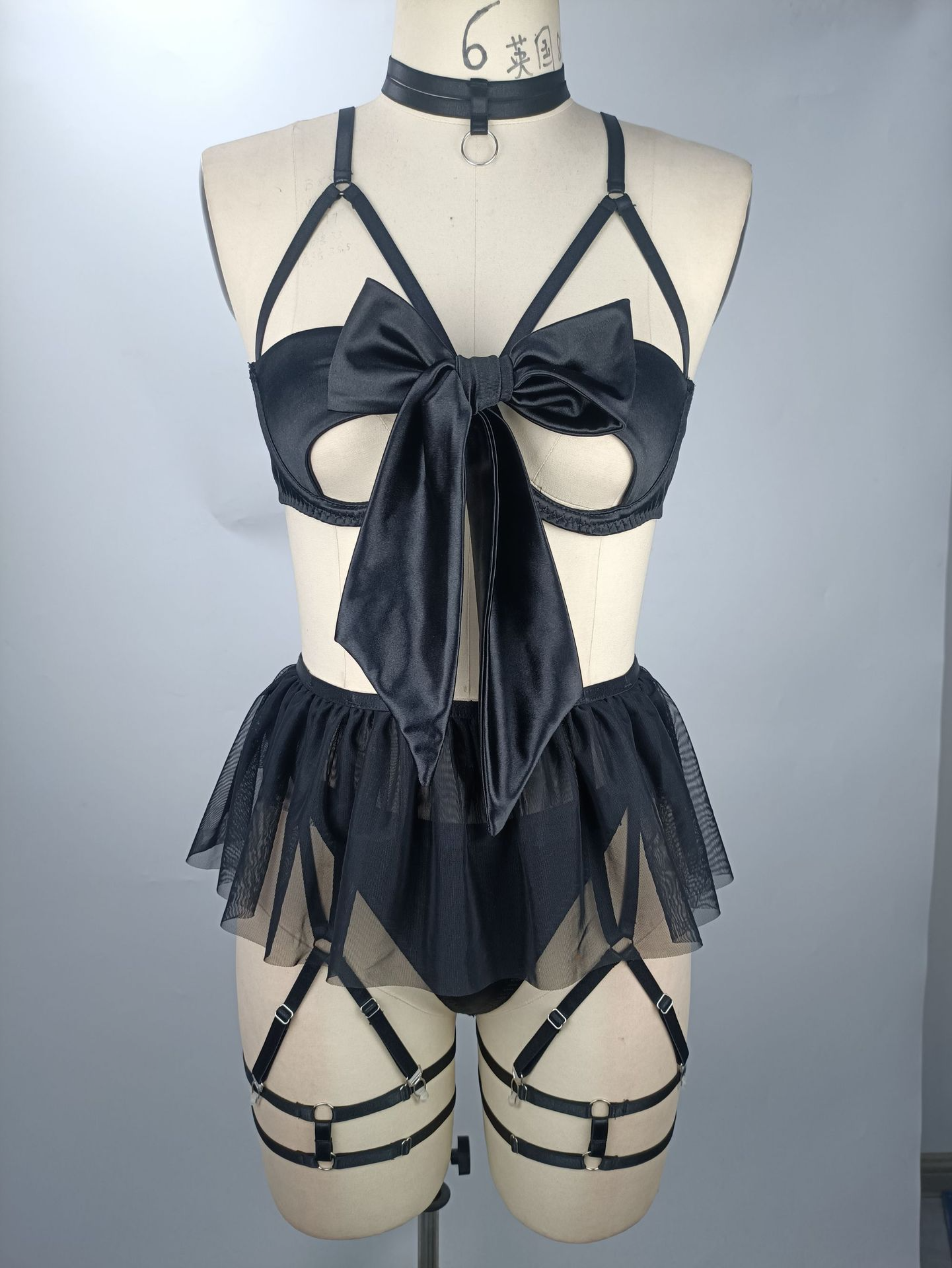 Net Lingerie Set with Lace and Passionate Uniform for Women - Hot Sale