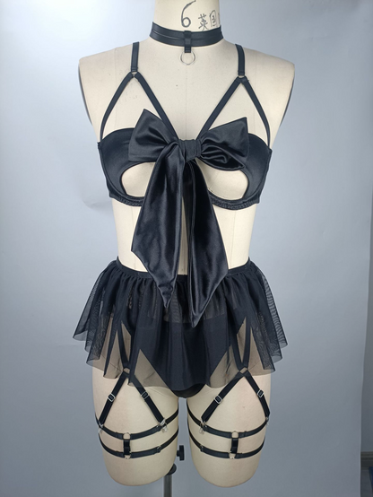 Net Lingerie Set with Lace and Passionate Uniform for Women - Hot Sale