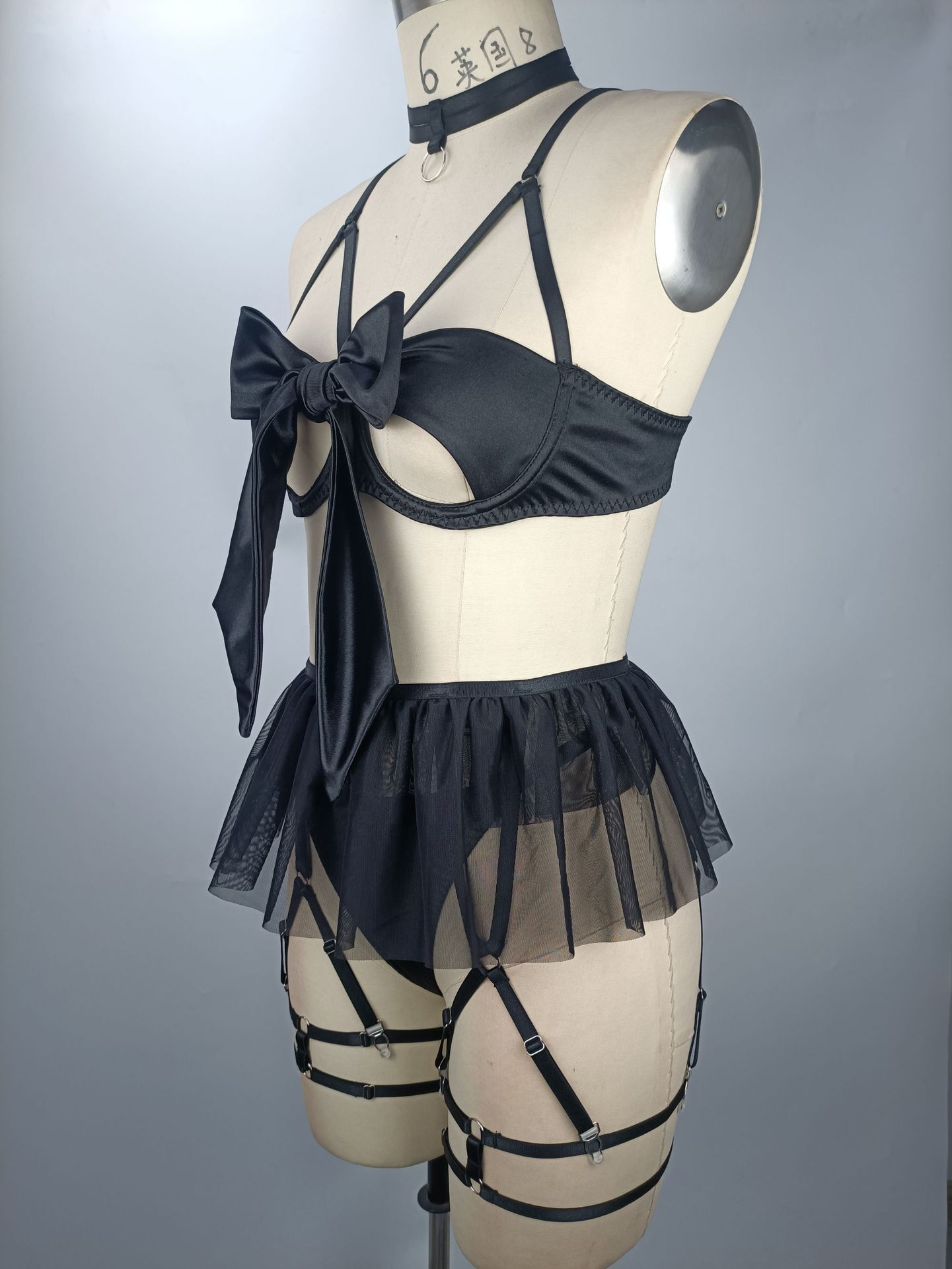 Net Lingerie Set with Lace and Passionate Uniform for Women - Hot Sale