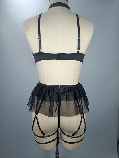 Net Lingerie Set with Lace and Passionate Uniform for Women - Hot Sale