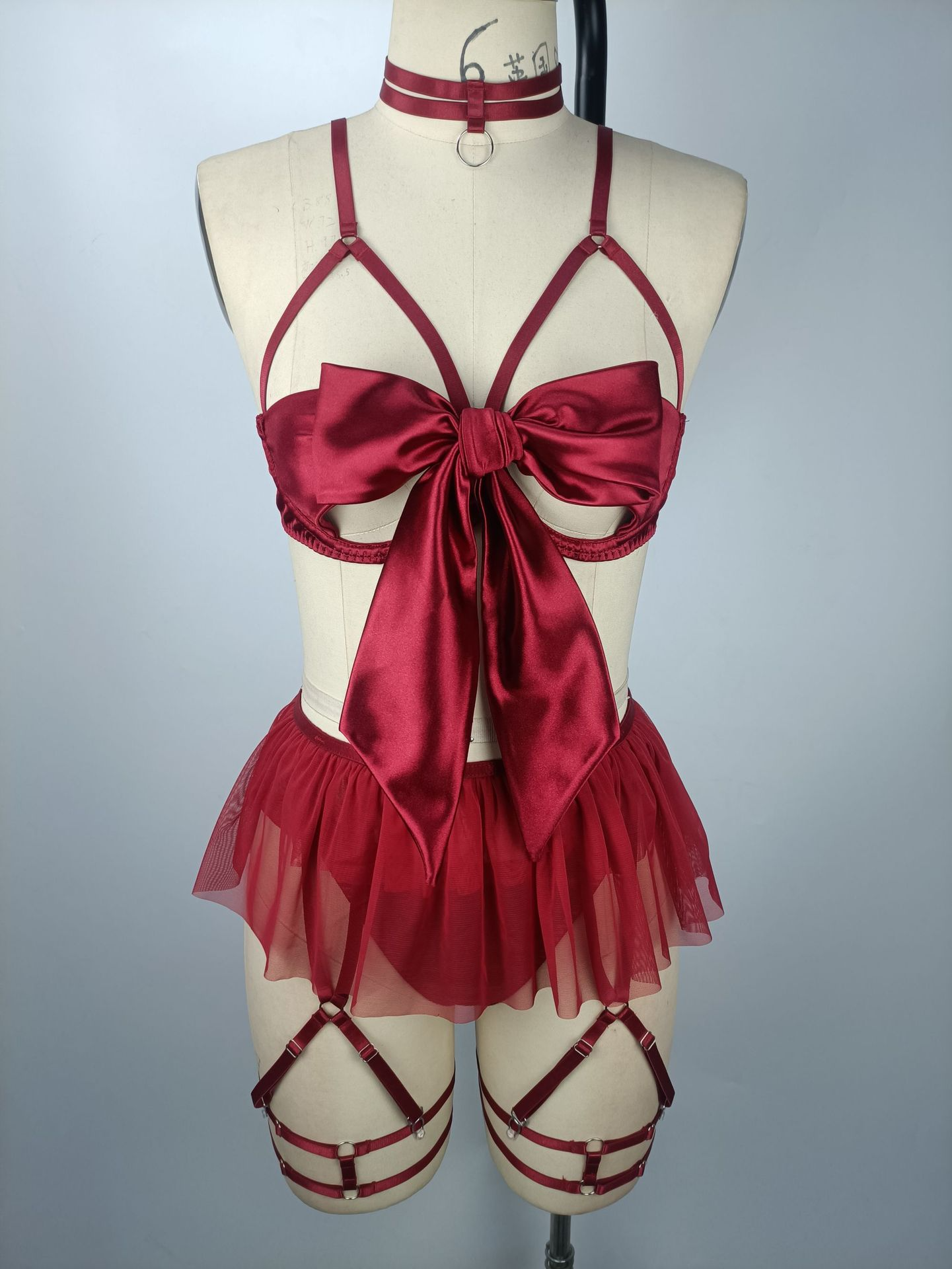 Net Lingerie Set with Lace and Passionate Uniform for Women - Hot Sale