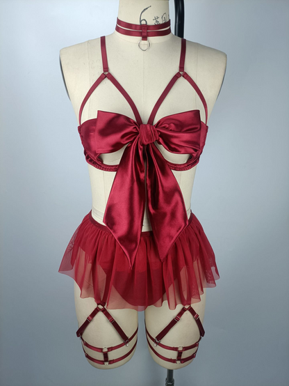 Net Lingerie Set with Lace and Passionate Uniform for Women - Hot Sale