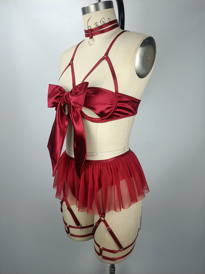 Net Lingerie Set with Lace and Passionate Uniform for Women - Hot Sale