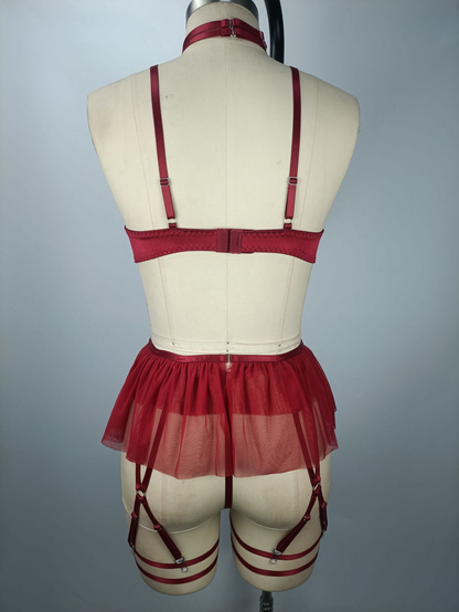 Net Lingerie Set with Lace and Passionate Uniform for Women - Hot Sale