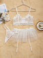 Sexy Lingerie Set with Lace Skirt & Thong - 3 Pieces