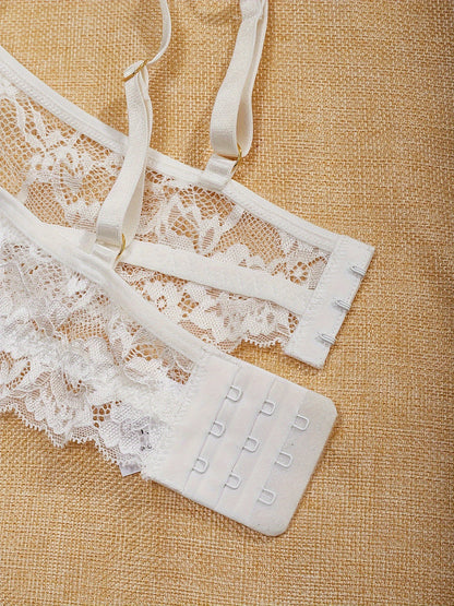 Sexy Lingerie Set with Lace Skirt & Thong - 3 Pieces