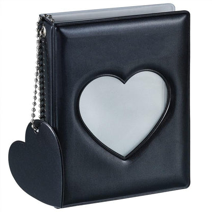 3" Mini Photo Album, Kpop Photocard Holder Book 32 Pockets, Photocard with Mirror-Like Photocard Binder, Love Heart Pendant Decor Gift Hollow