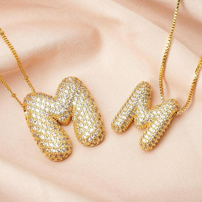 2 Pack Initial Necklace for Women & Girls, 14K Gold Plated Balloon Letter Pendant Necklace, Christmas Jewelry Gifts for Women Girls