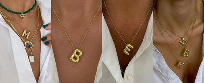 Letter Necklace Balloon Initial Necklaces for Women Girls Dainty Alphabet Pendant   Puffy Name Personalized Jewelry Gift Fashion Personality Jewelry For Girls Plated Gold Bubble Letter Necklace