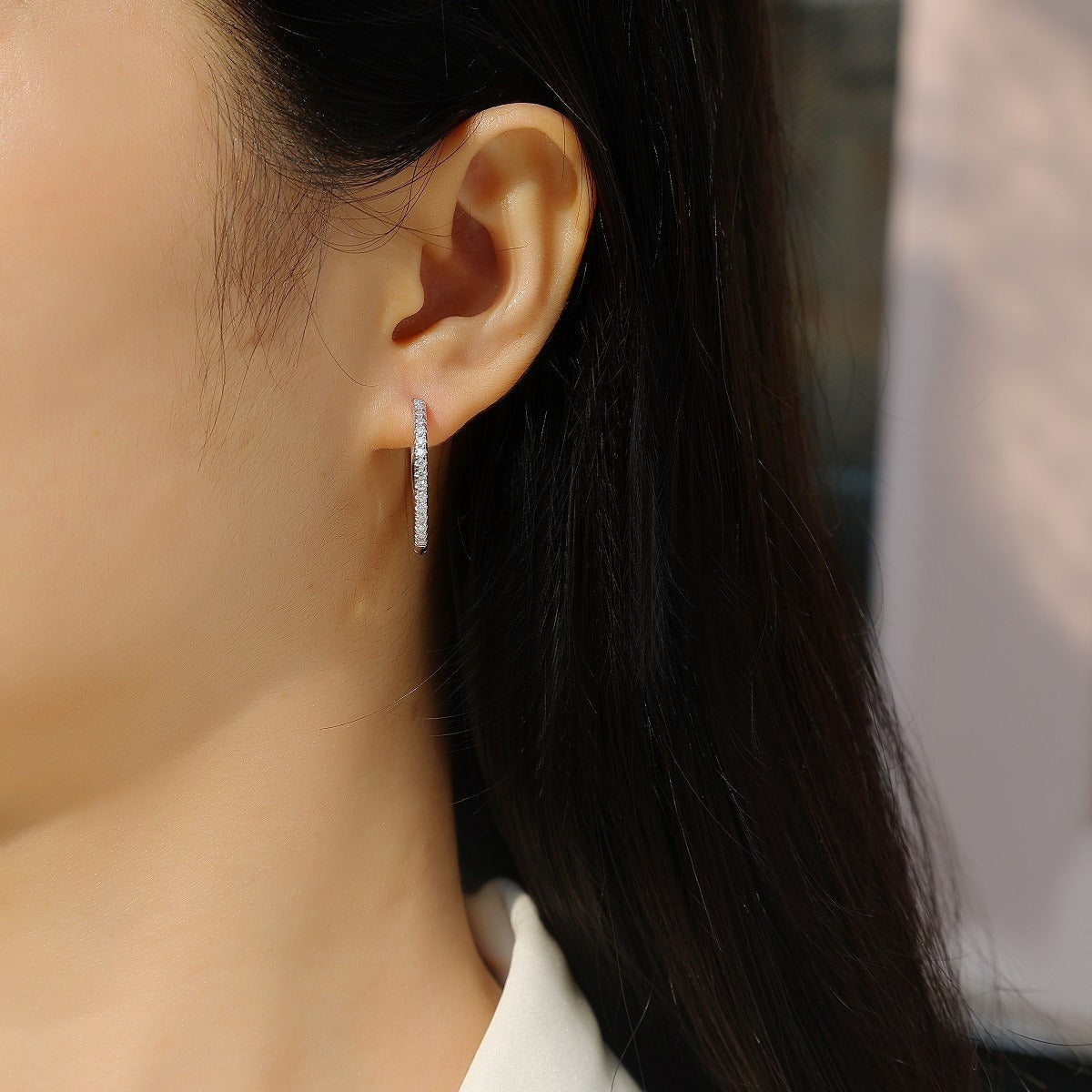 S925 Radiant Light Earrings Moissanite Hoop Earrings