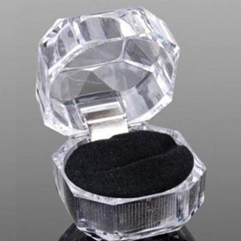 Flip Transparent Crystal Box Small Octagonal Rings Ear Studs Packing Box Acrylic Jewelry Accessories Jewellery Storage Box