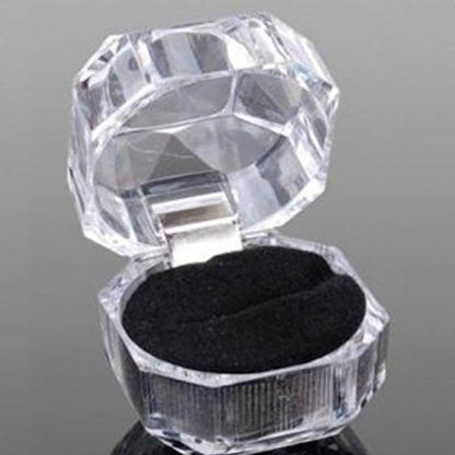 Flip Transparent Crystal Box Small Octagonal Rings Ear Studs Packing Box Acrylic Jewelry Accessories Jewellery Storage Box