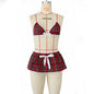 Sexy Plaid Three-Piece Set with Off-Shoulder Strap Design |   Women's Lingerie |   Trendy Nightwear
