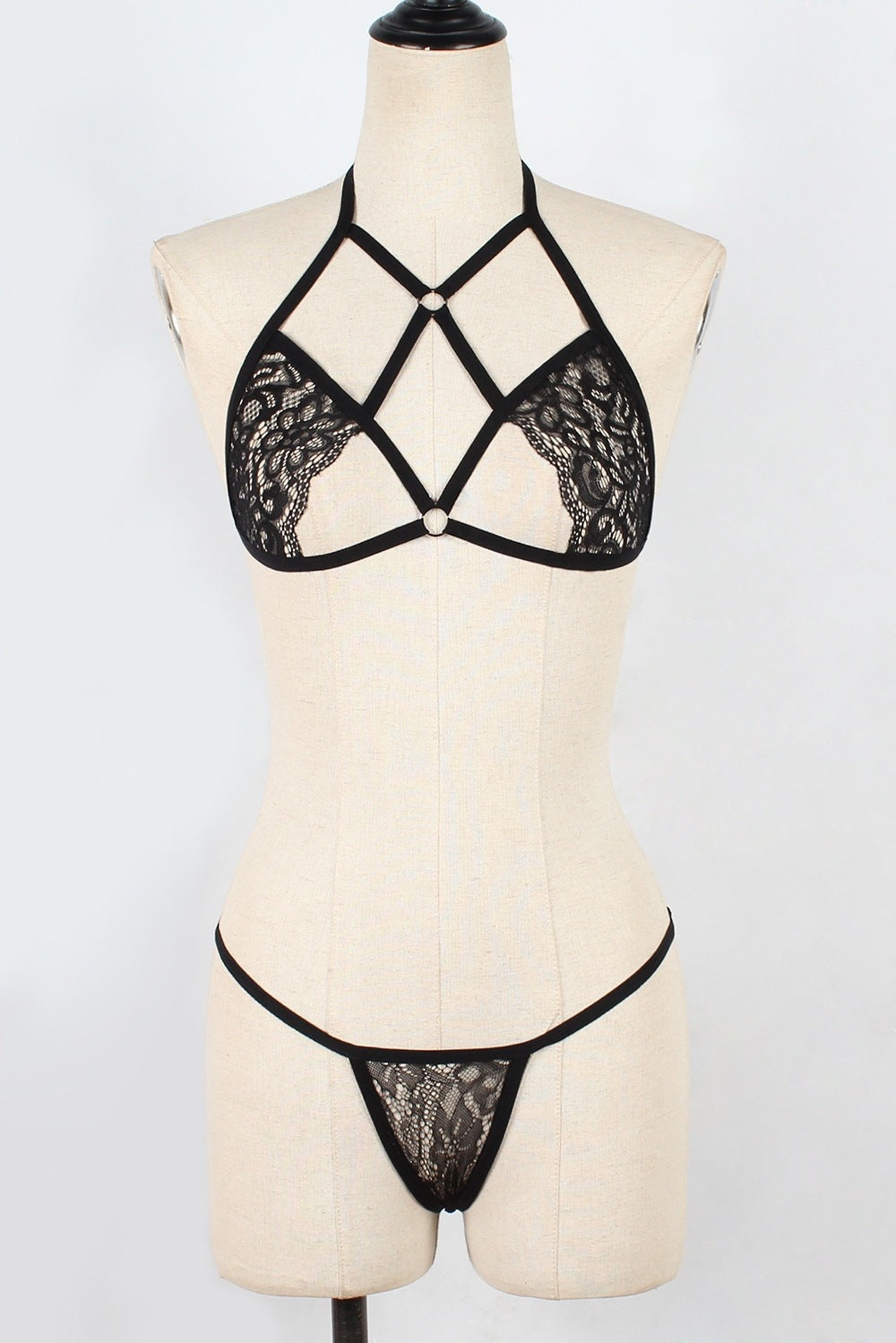 Lace See-Through Sexy Hollow Out Three-Piece Set |   Women's Lingerie |   Passionate Nightwear