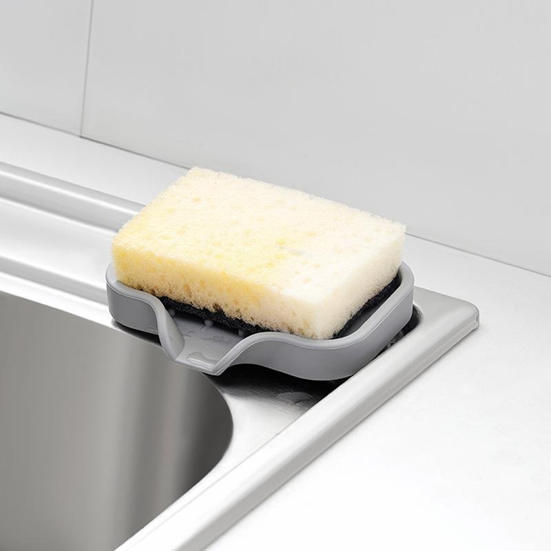 Silicone Sponge Holder, 1 Count  Sink Organizer Caddy, Drain Storage Tray for Dish Sponge, Sink Drain Mat for Home Kitchen Bathroom Countertop, Kitchen Accessories, Bathroom Accessories, Fall Decor