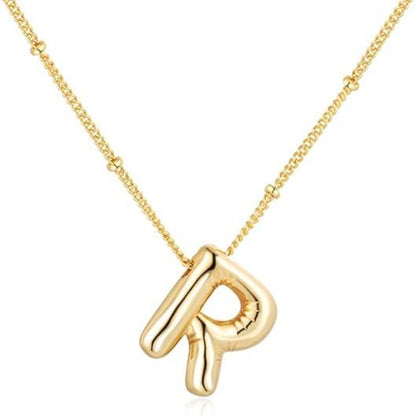 Letter Necklace Balloon Initial Necklaces for Women Girls Dainty Alphabet Pendant   Puffy Name Personalized Jewelry Gift Fashion Personality Jewelry For Girls Plated Gold Bubble Letter Necklace