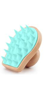 Scalp Massager Shampoo Brush, Wooden Wet and Dry Hair Scalp Care Brush, Shower Brush Scalp Scrubber Exfoliator with Soft Silicone Bristles for Dandruff Removal, Hair Growth (White)