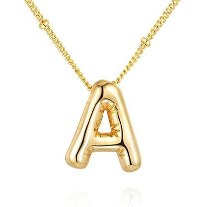 Letter Necklace Balloon Initial Necklaces for Women Girls Dainty Alphabet Pendant   Puffy Name Personalized Jewelry Gift Fashion Personality Jewelry For Girls Plated Gold Bubble Letter Necklace