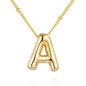 Letter Necklace Balloon Initial Necklaces for Women Girls Dainty Alphabet Pendant   Puffy Name Personalized Jewelry Gift Fashion Personality Jewelry For Girls Plated Gold Bubble Letter Necklace