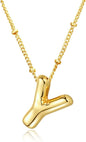 Christmas gifts&specials 18k Bubble Letter Necklace Gold for Women, Rhinestone Bubble Balloon Initial Necklace for Her, Charm Puff Letter Name Pendant Chunky Alphabet necklace