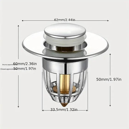 Round Bathroom Drain Stopper, Universal Bathroom Sink Plug, Anti-clog Drain Stopper, Press Type Bath Tub Plug, Bathroom Supplies
